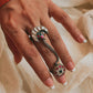 Kundan Meenakari Chand Double Silver Ring with Rich Traditional Design