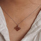 Clover-Shaped Strawberry Quartz Crystal Necklace