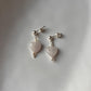 Rose Quartz Heart and Pearl Crystal Silver Stud Earrings