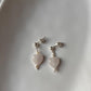 Elegant Rose Quartz Heart and Freshwater Pearl Silver Studs