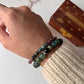 Multi-colored Tourmaline 4mm and Moss Agate 8mm bead bracelet