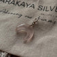 Rose Quartz Crescent Moon Crystal Silver Charm