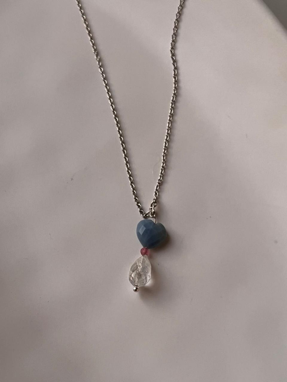 Blue Opal Heart Necklace for Emotional Healing