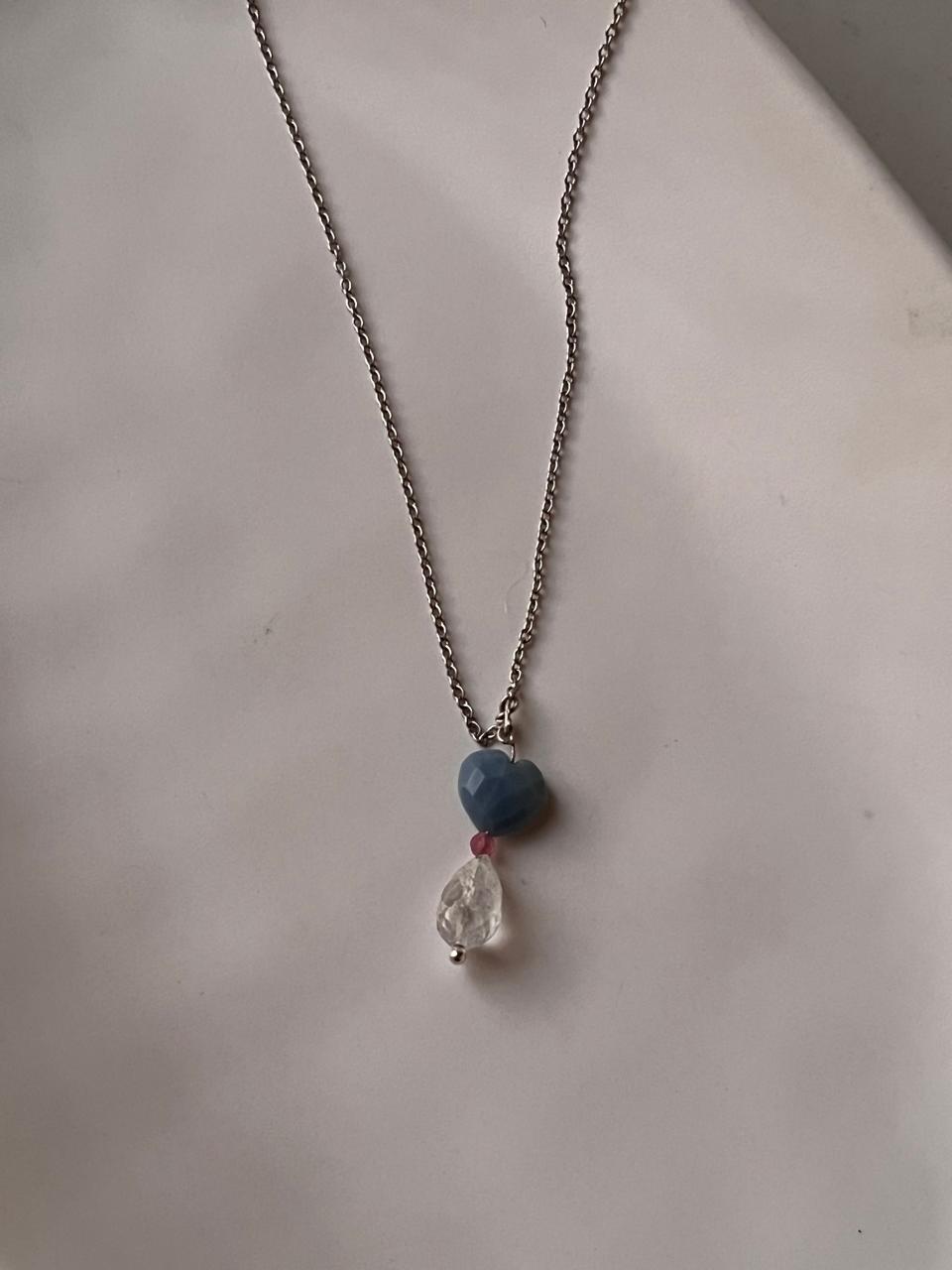 Heart-Shaped Blue Opal Necklace