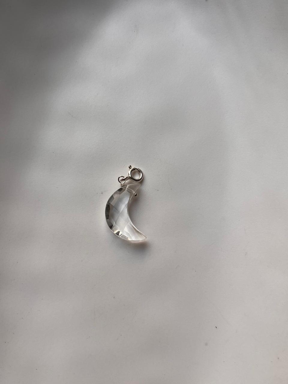 Handmade Clear Quartz Crescent Moon Pendant