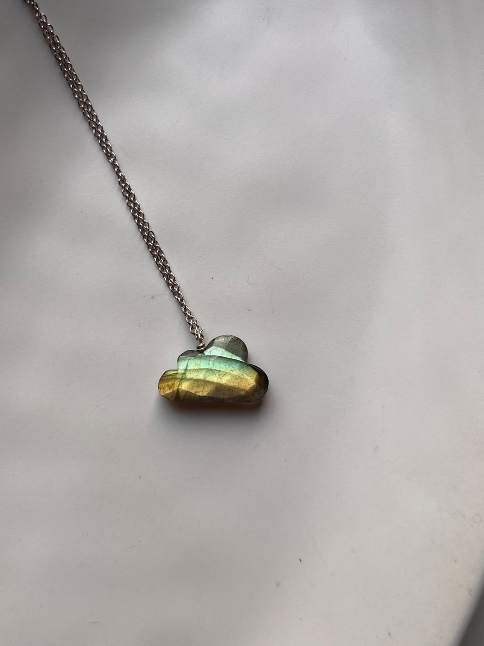 Labradorite Big Cloud Crystal Silver Necklace - Elegant Faceted Gemstone Jewelry