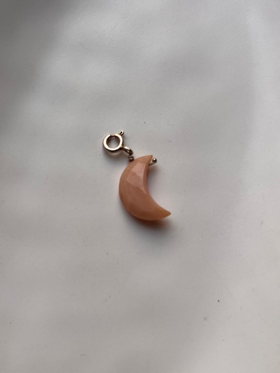 Pink Opal Crescent Moon Crystal Charm