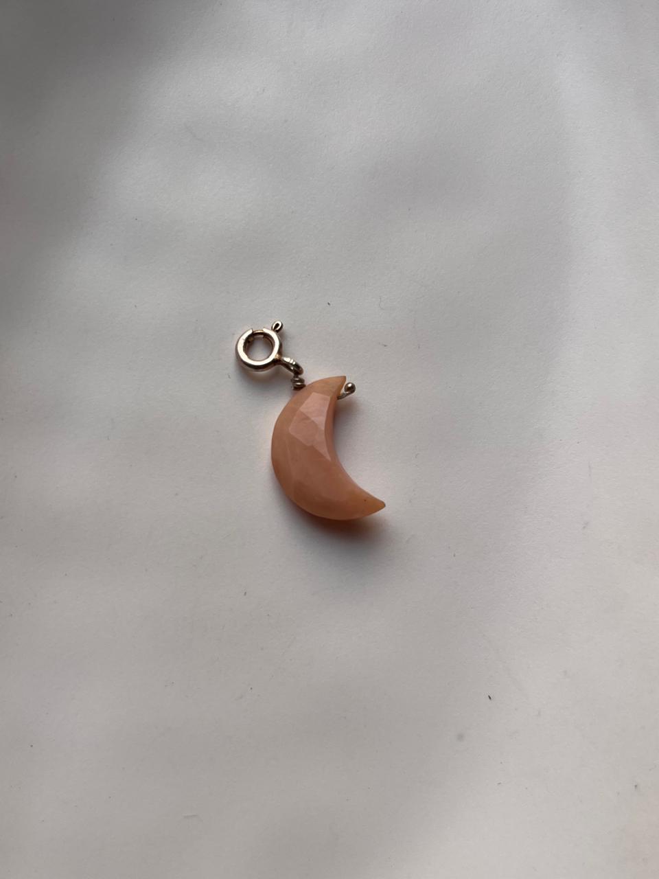 Pink Opal Crescent Moon Gemstone Charm 