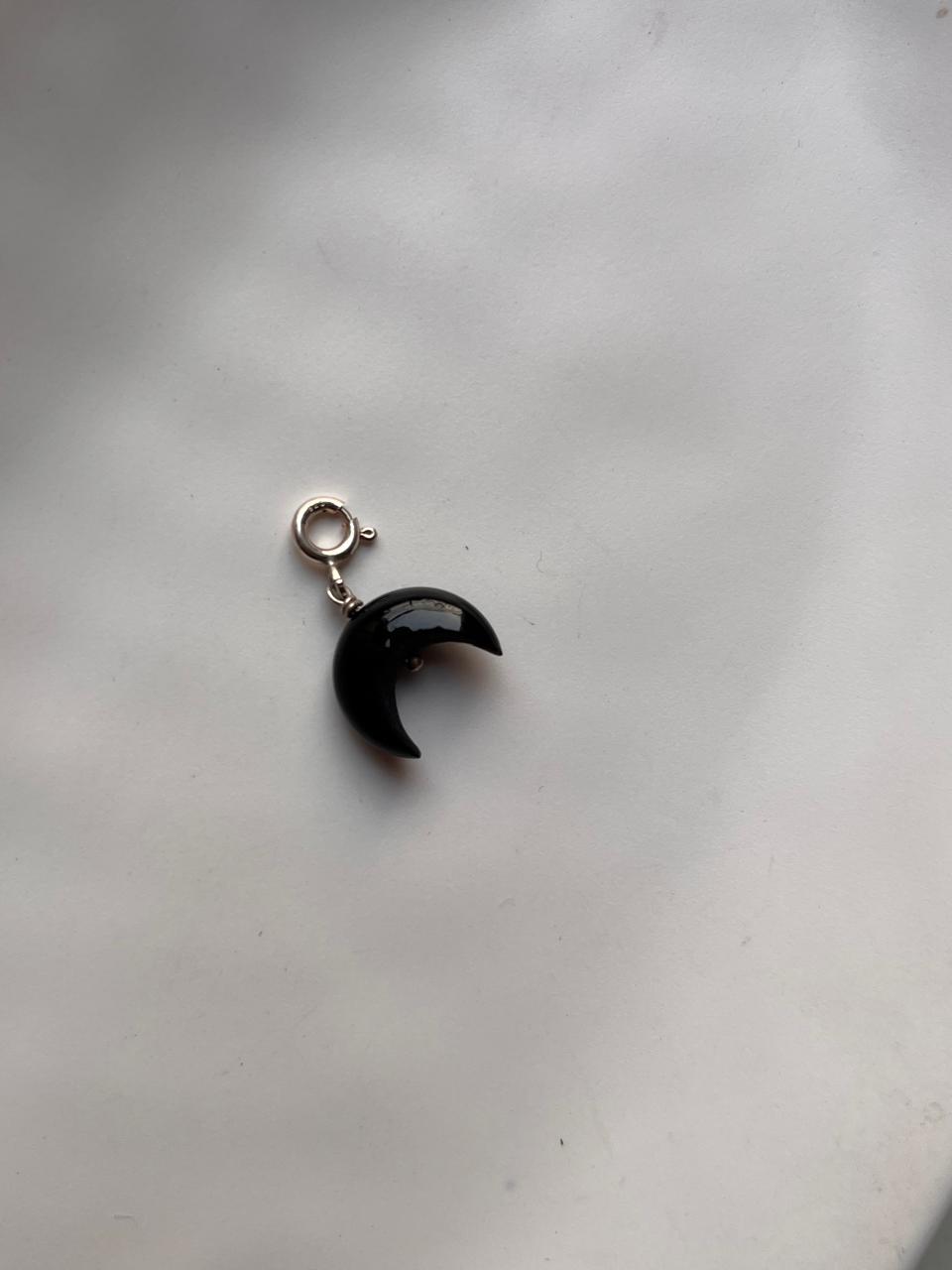 Black Onyx Grounding Moon Crystal Charm