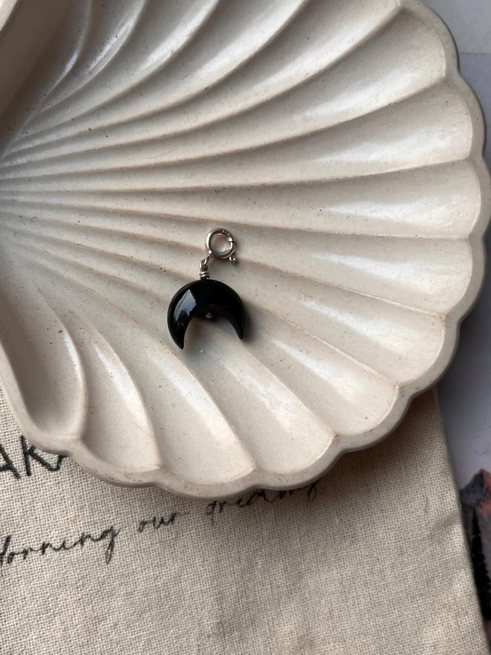 Moon Shaped Black Onyx Crystal for Healing