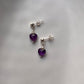 Silver Stud Earrings with Small Amethyst Heart and Freshwater Pearl