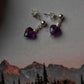 Amethyst Heart Crystal with Pearl Silver Stud Earrings