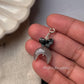 Moonstone Crescent Moon and Black Jasper Butterfly Crystal Charm