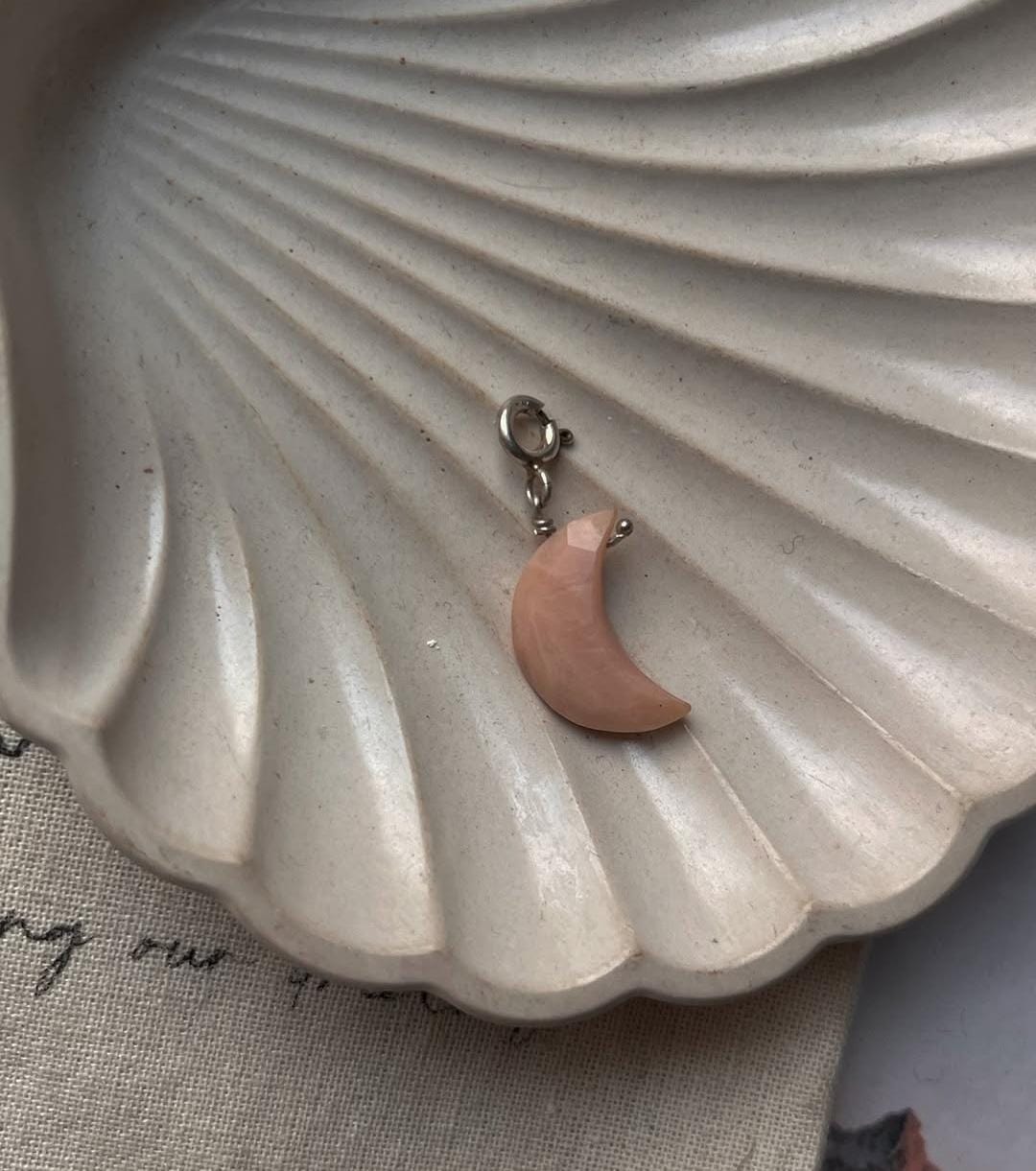 Handmade Pink Opal Crescent Moon Pendant