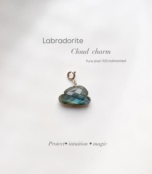 Labradorite Faceted Big Cloud Crystal Charm - Unique Gemstone Jewelry