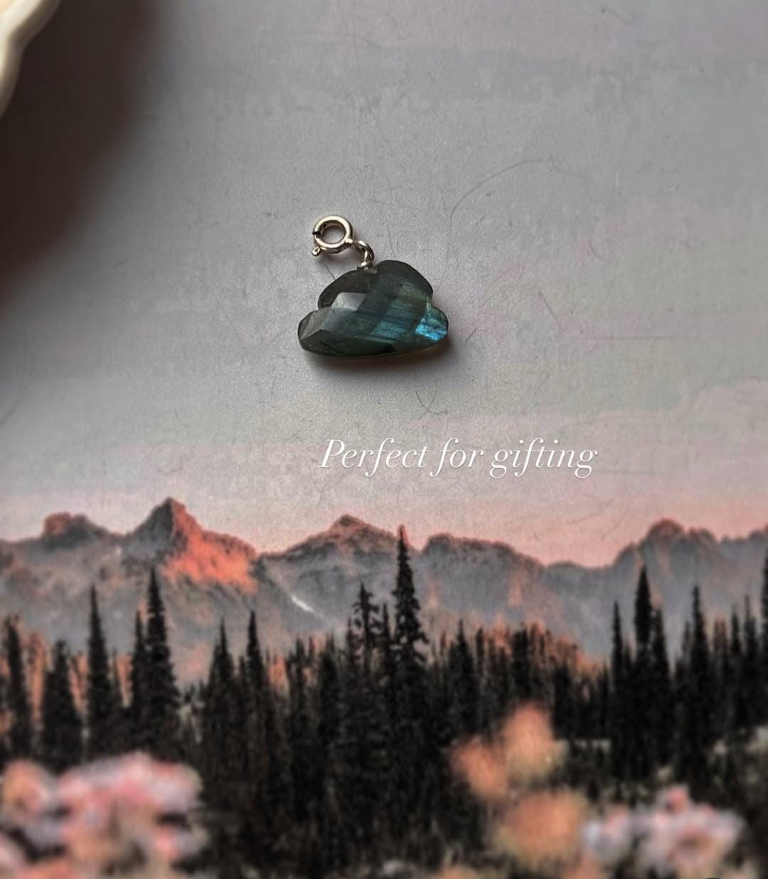 Labradorite Faceted Big Cloud Crystal Charm - Stunning Gemstone with Silver Detail