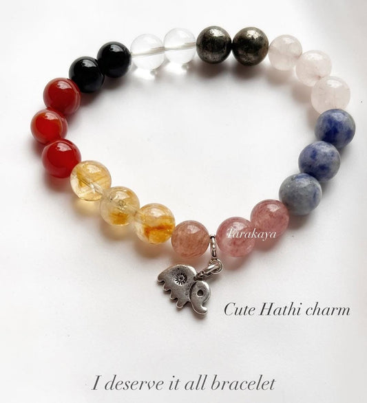 Sterling Silver 'I Deserve It All' Bracelet with Hathi Elephant Charm
