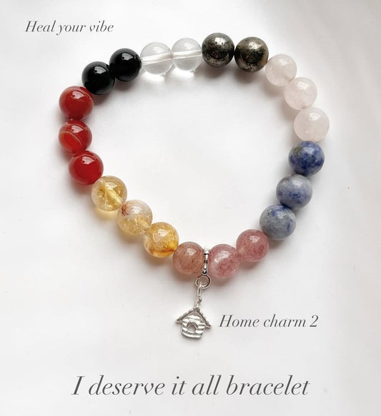 Home/House Silver Charm Bracelet with 'I Deserve It All' Engraving - Personalized Jewelry