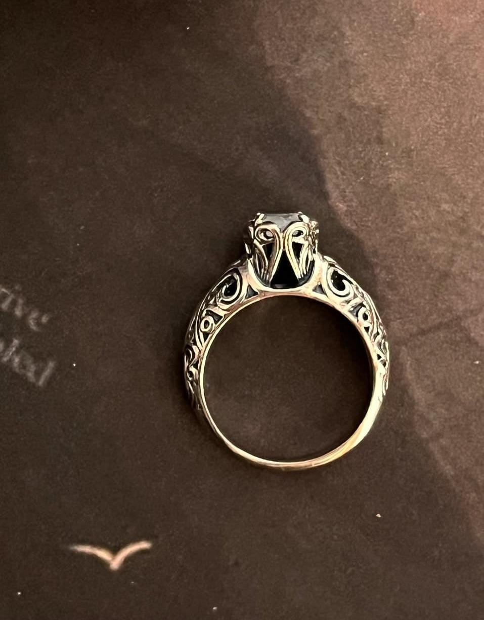Classic vintage moonstone silver ring for women
