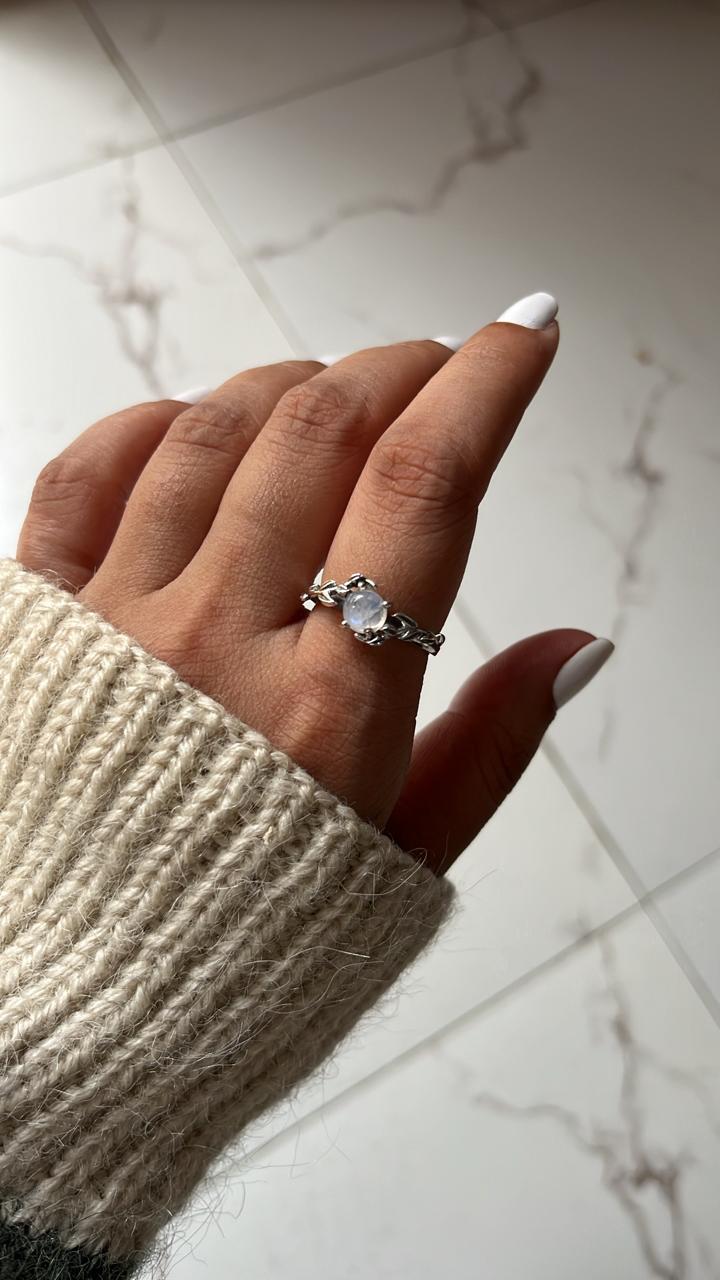 Bold Moonstone Forest Silver 925 Ring for Nature Lovers
