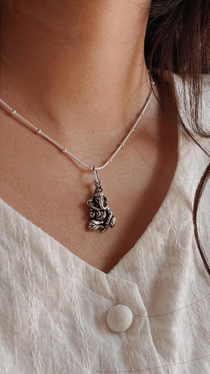Ganesh Pendant with Nag in Sterling Silver