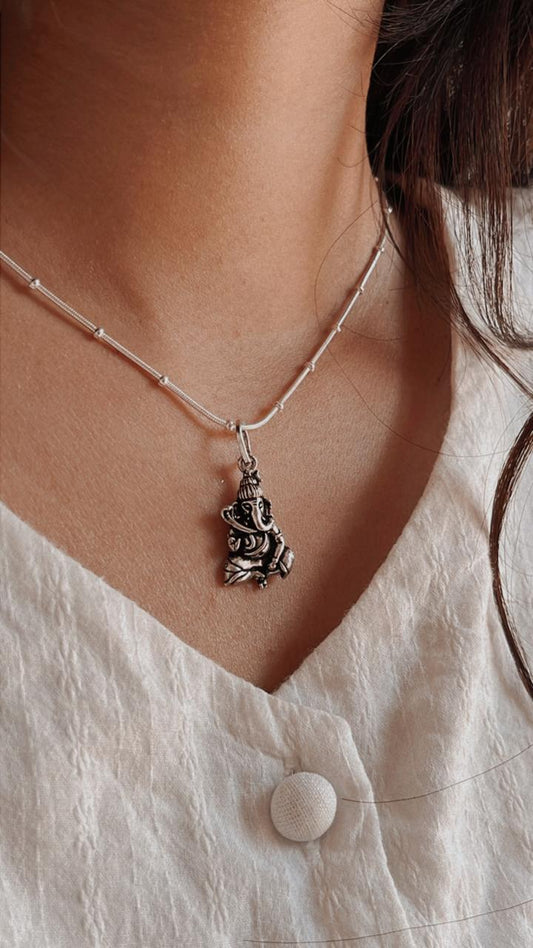 Ganesh Pendant with Nag in Sterling Silver