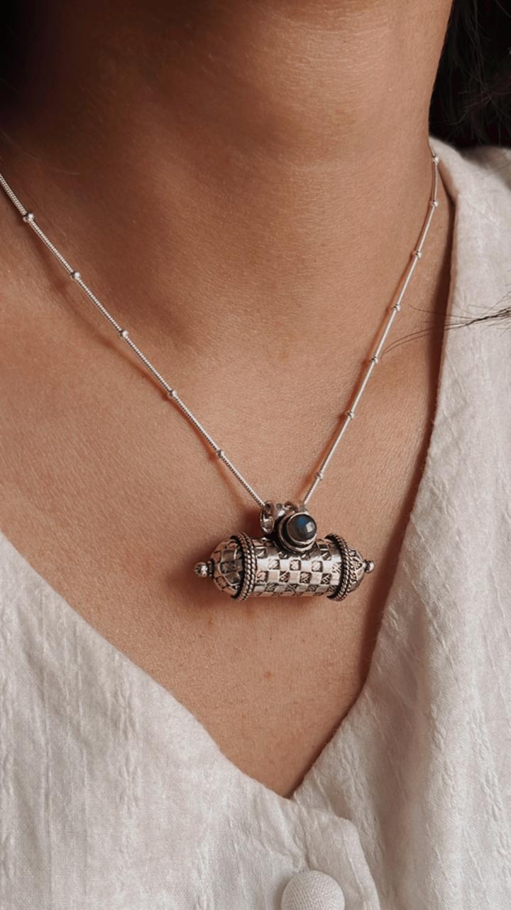 Sterling Silver Taveez Pendant with Labradorite Gemstone