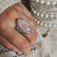 Silver Boho Oval Ring Featuring Rose Quartz Statement Stone