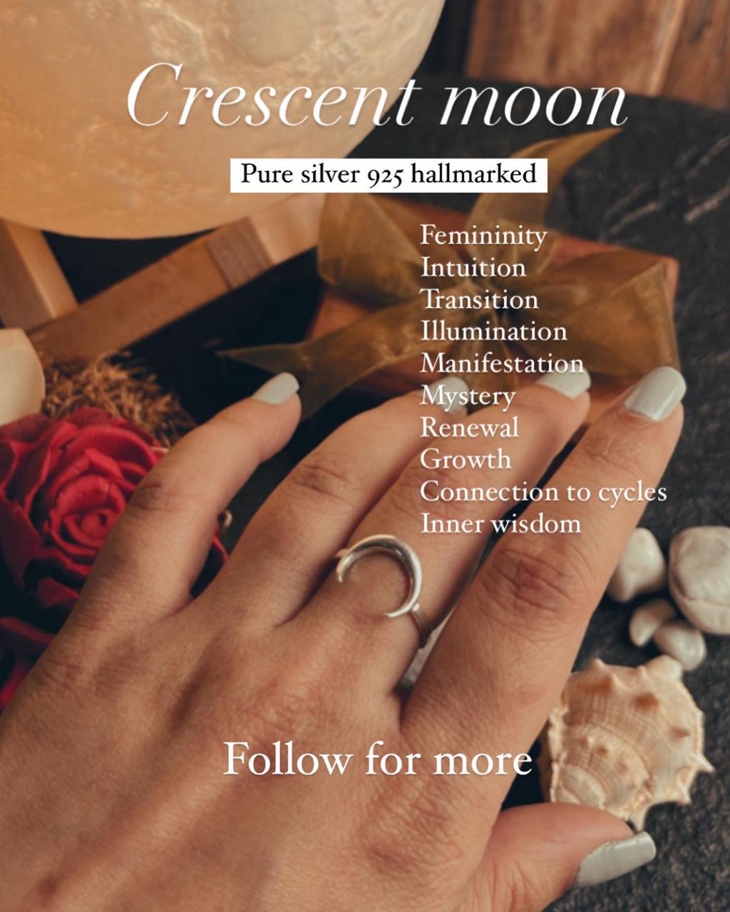 Sleek Crescent Moon Ring in Sterling Silver