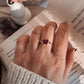 Vintage silver ring with a square-cut garnet gemstone