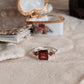 Elegant square-cut garnet silver ring in vintage style