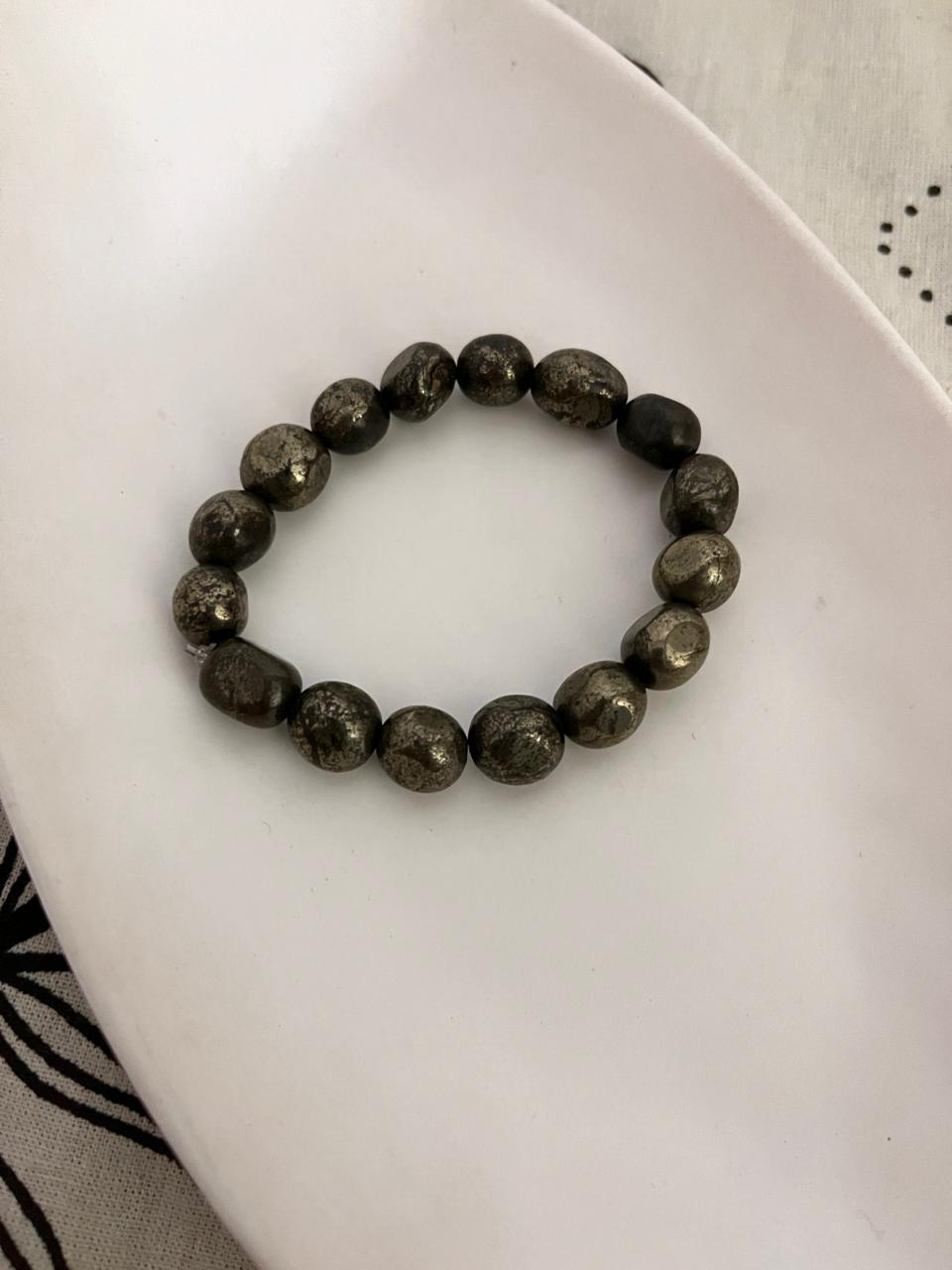Pyrite 10MM Tumbled Crystal Bracelet with Natural Energy