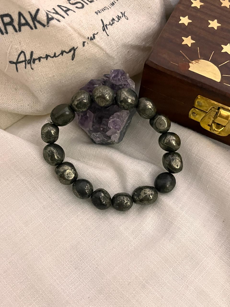 Genuine Pyrite 10MM Tumble Crystal Bracelet