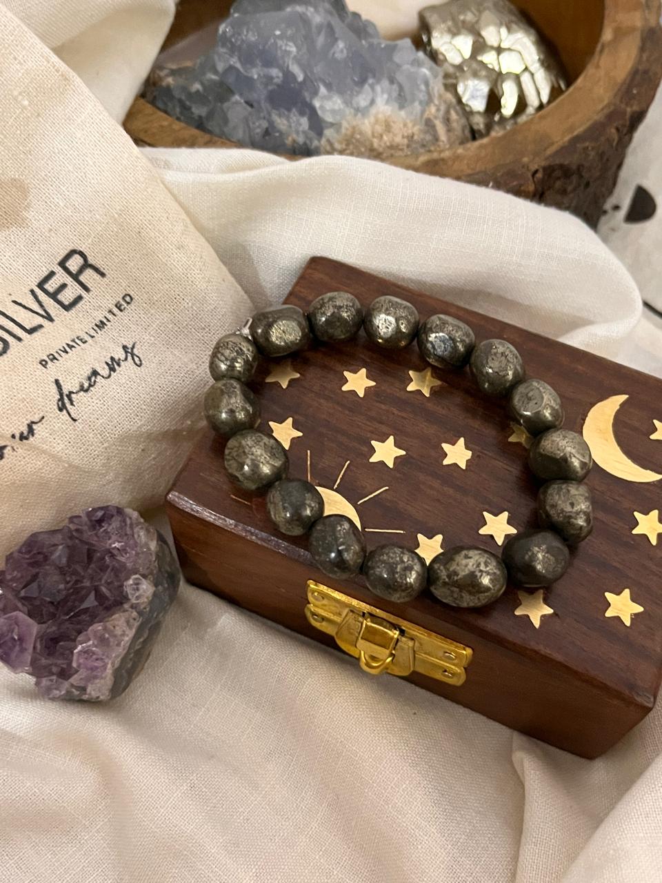 Natural Pyrite Tumble Bracelet 10MM