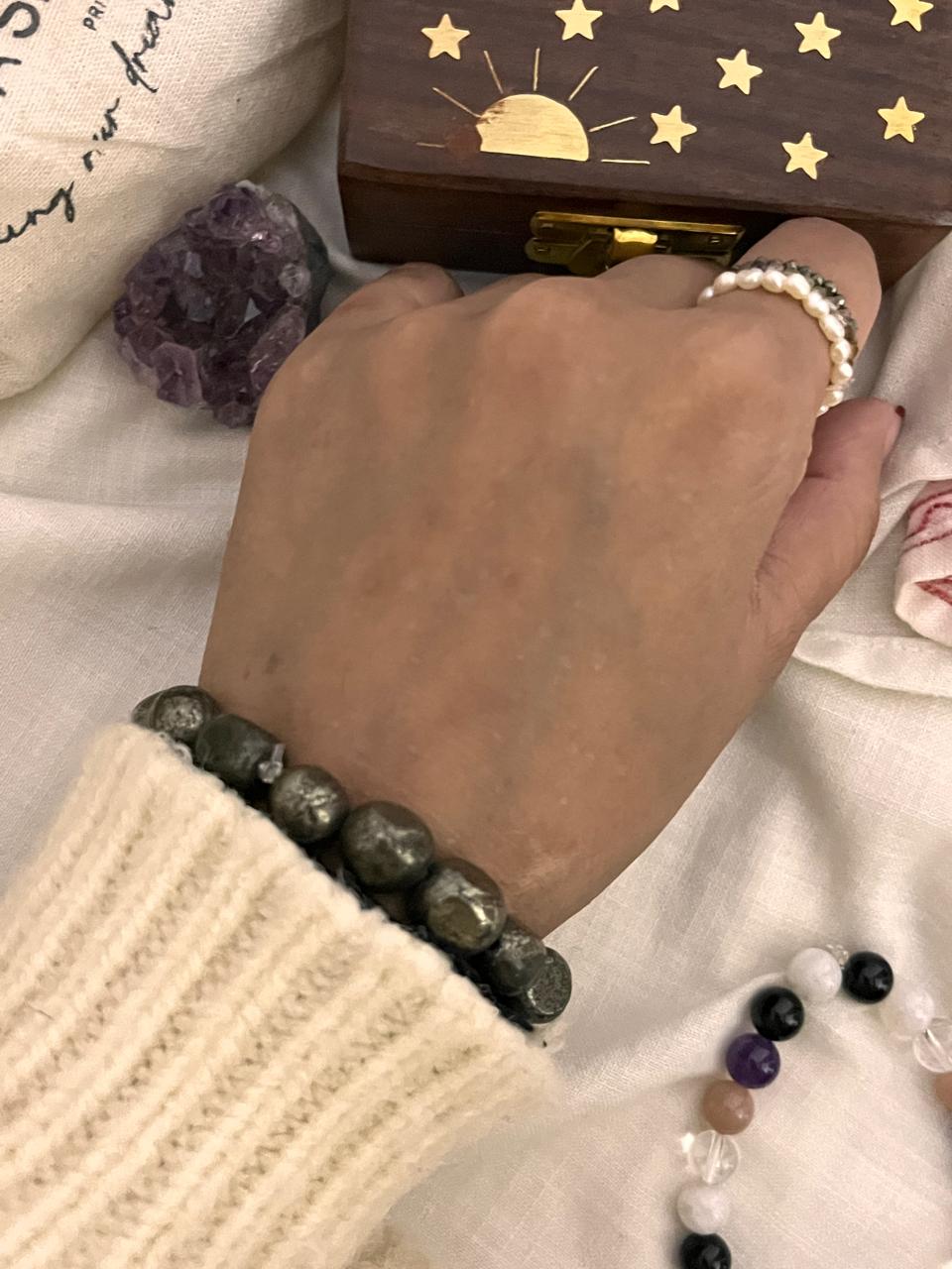 10MM Pyrite Tumble Bracelet for Abundance and Protection