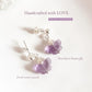 Amethyst Butterfly with Pearl Crystal Stud Earrings