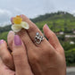Moonstone Silver Ring with Spiritual Om Aum Design