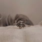 Whimsical big bee silver ring with detailed and bold design.