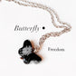 Natural Black Jasper Butterfly Crystal Necklace