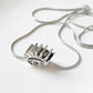 Sophisticated evil eye shape CZ silver pendant with shimmering details