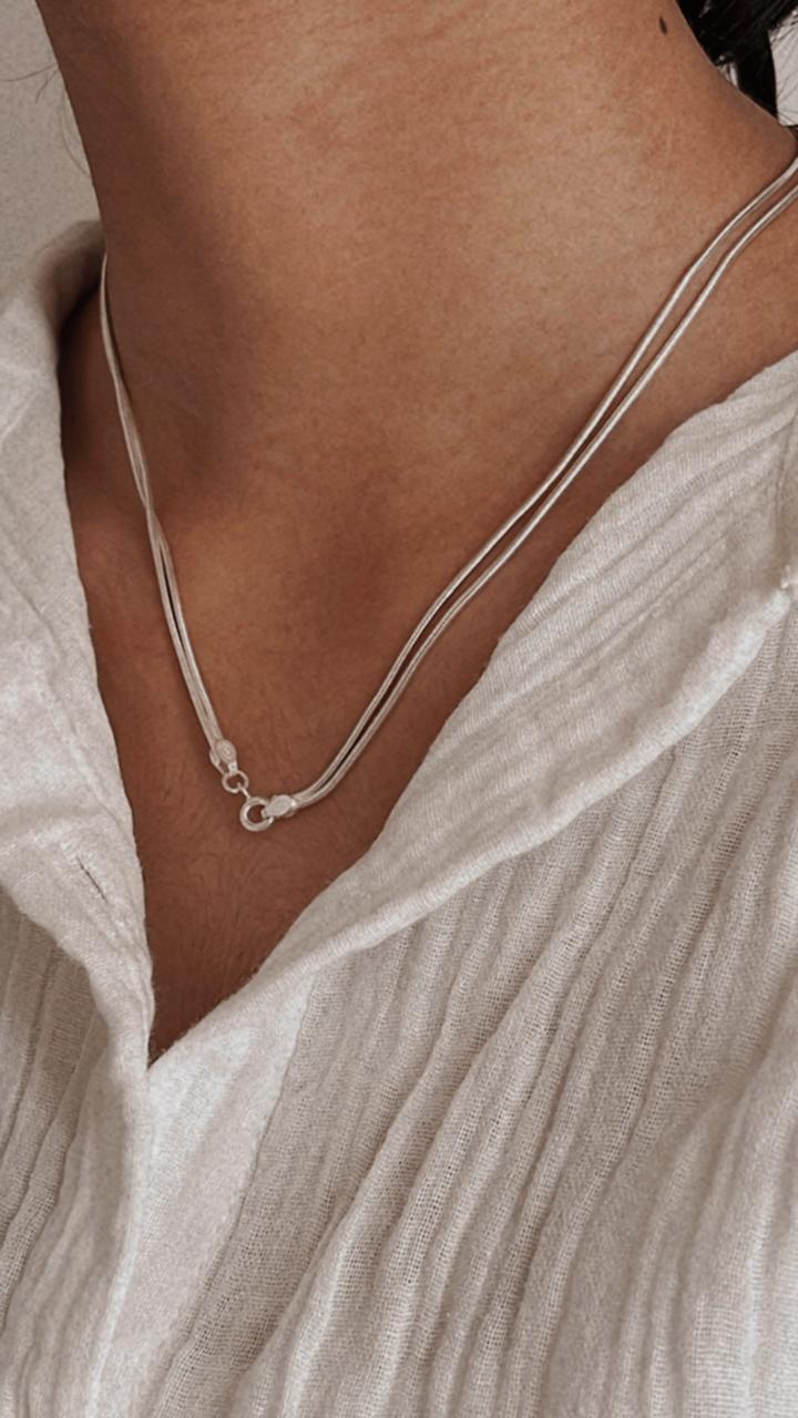 Stylish Double Layer Ball Silver Chain
