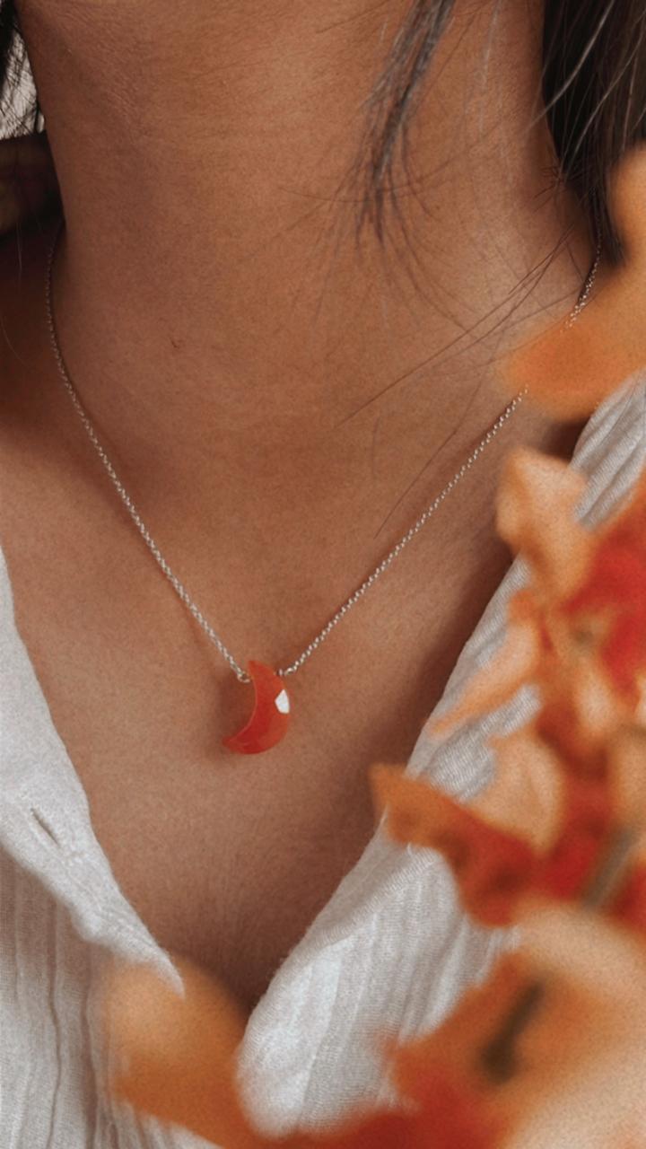 Crescent Moon Crystal Necklace for Creativity