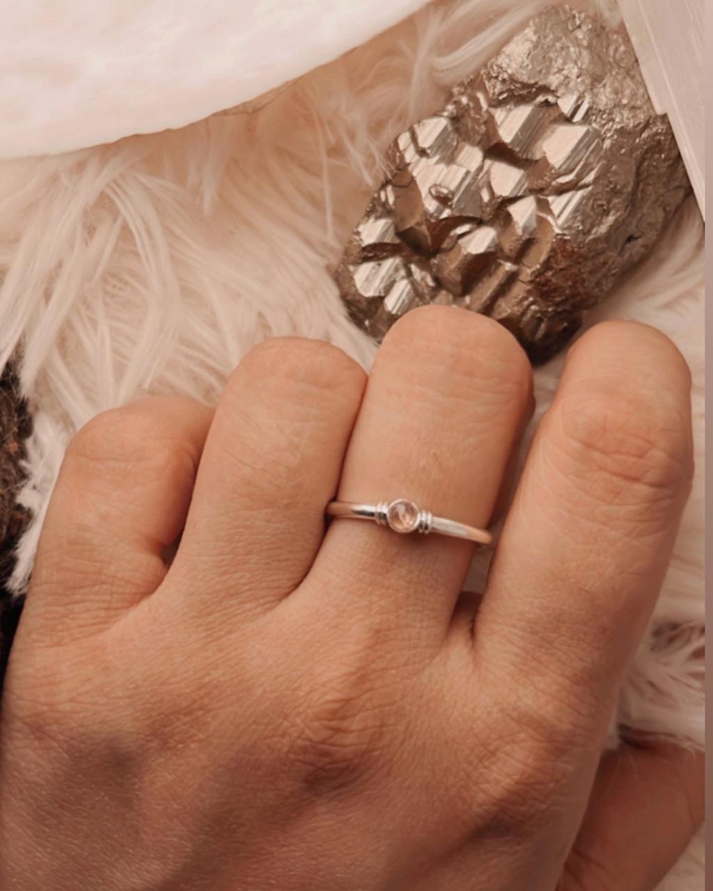 Delicate Pink Tourmaline Silver Band Ring