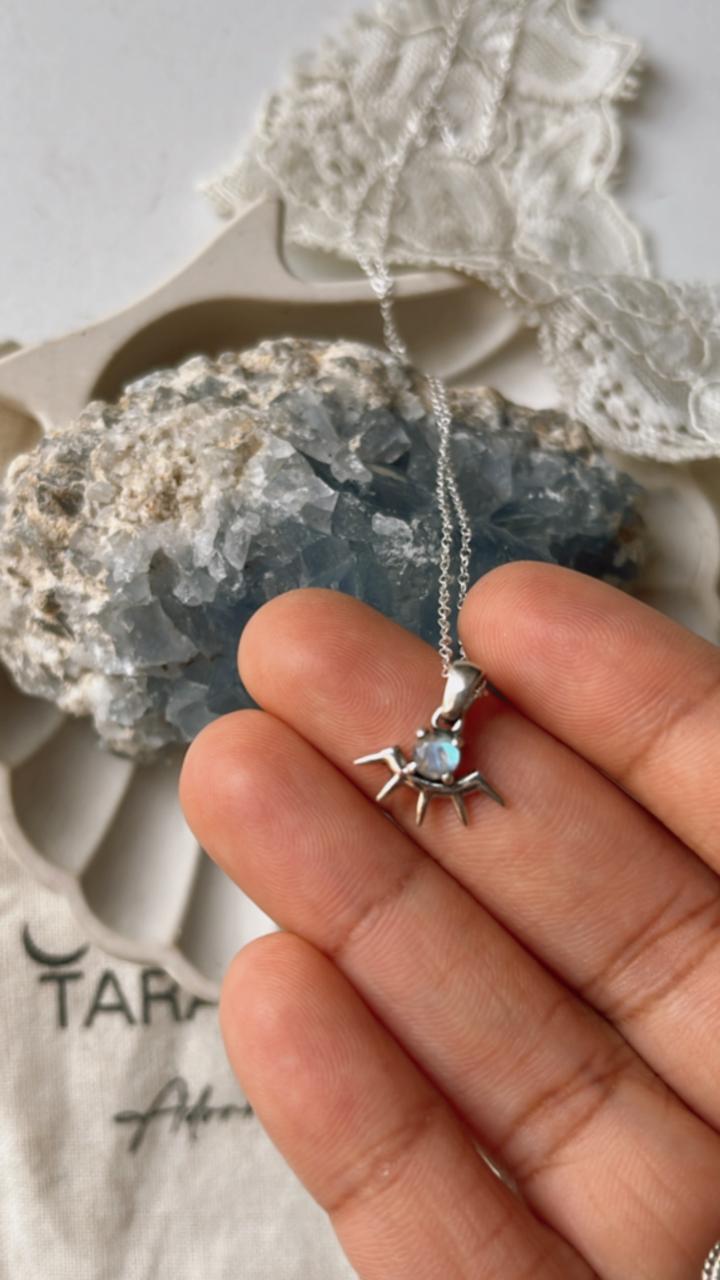 Moonstone Evil Eye Small Sterling Silver Necklace