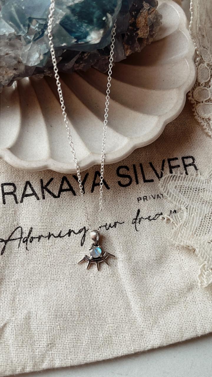 Moonstone Evil Eye Small Sterling Silver Necklace