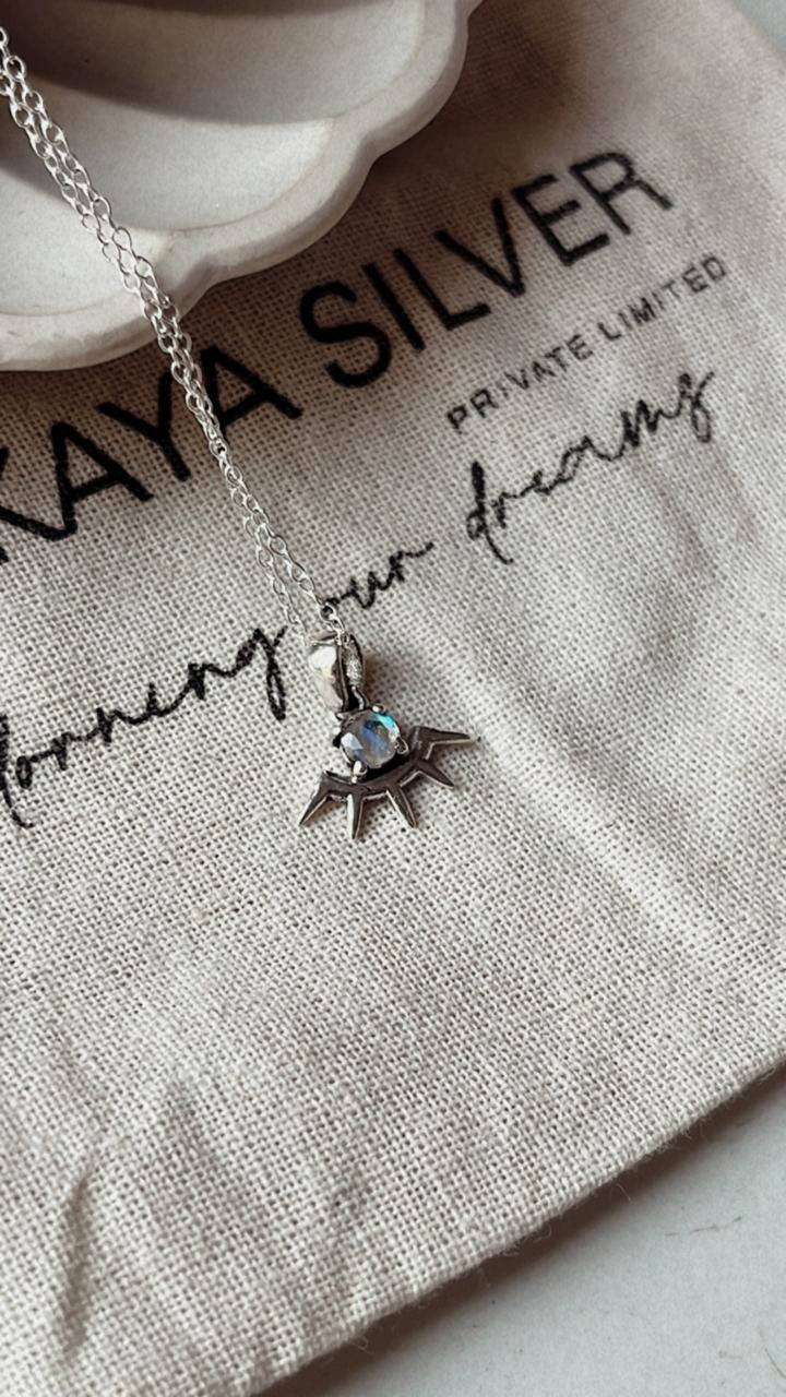 Moonstone Evil Eye Small Silver Necklace for Protection