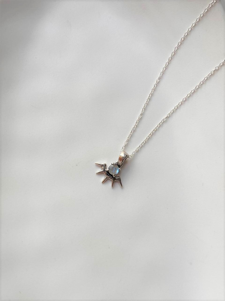 Elegant Moonstone Evil Eye Small Silver Necklace