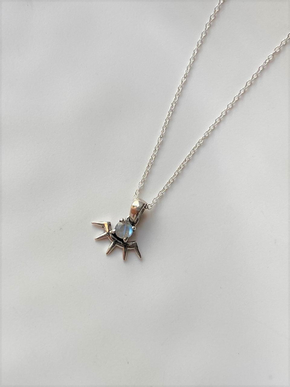 Timeless Moonstone Evil Eye Small Necklace in Silver