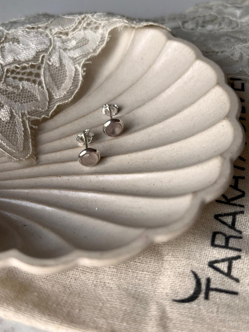 Sterling Silver 6mm Rose Quartz Stud Earrings