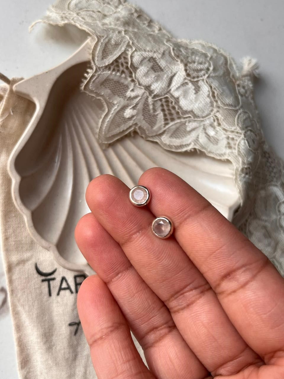 6mm Rose Quartz Silver Stud Earrings for a Soft Touch